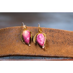 Earrings in silver 925 with real fortified rose